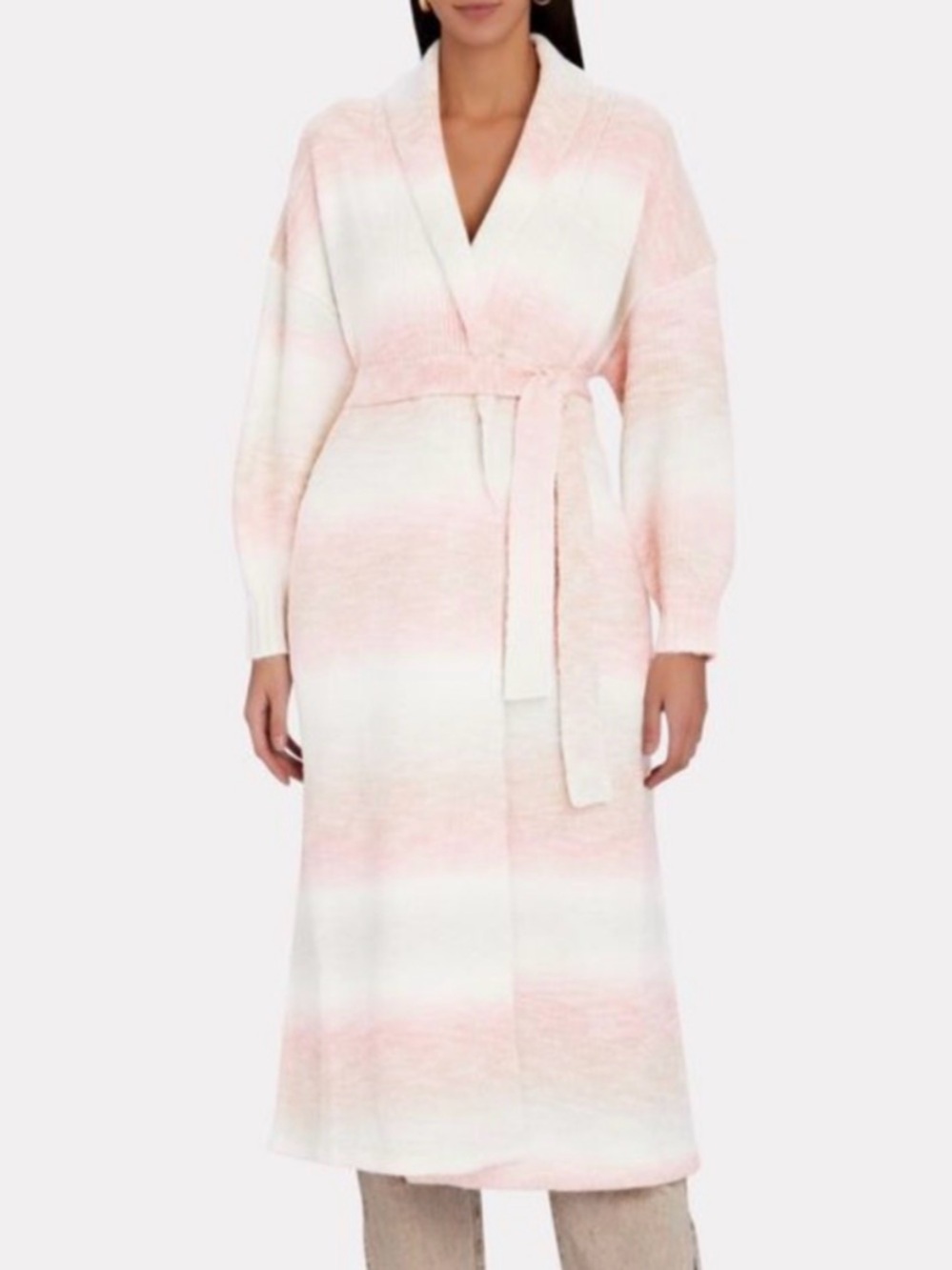 Xirena Pink & White Ombre Long Knit Robe